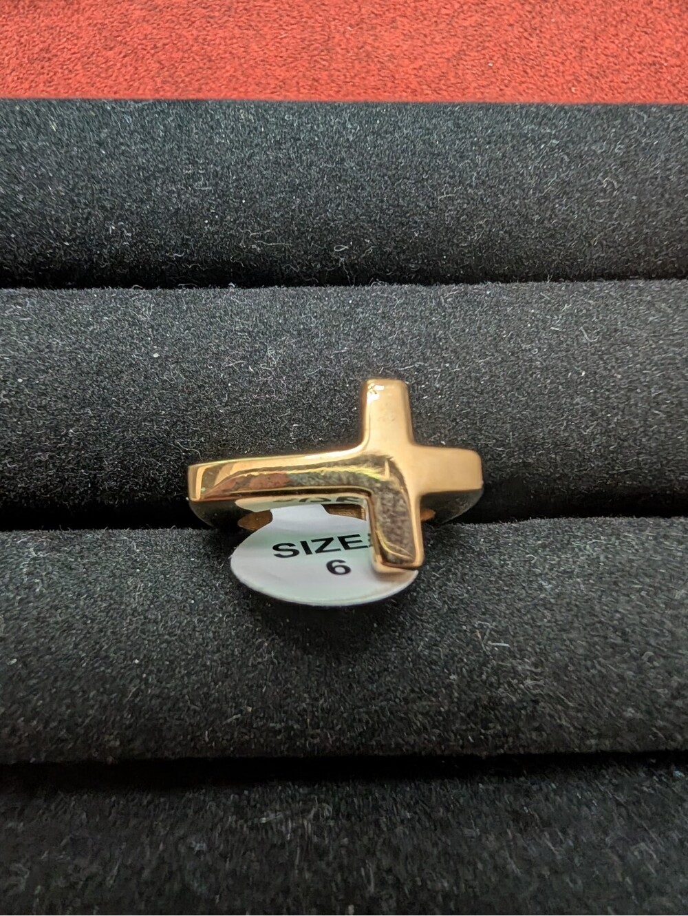 High Quality Gold Tone Chunky Cross Ring Size 6 NWT